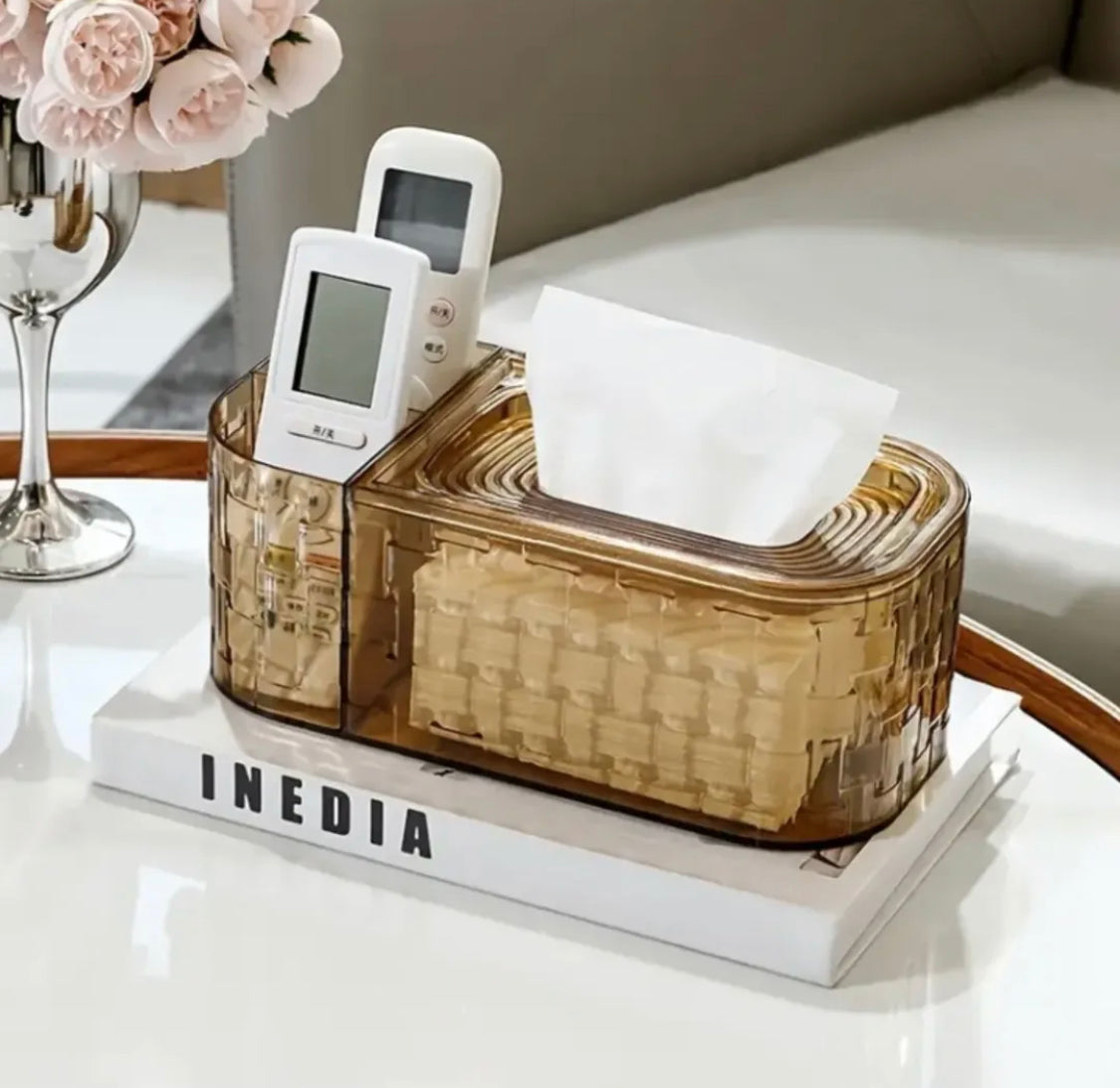 Glacier Pattern Tissue Box With Remote Holder, Large Capacity Paper Dispenser, Living Room Tissue Storage Box Glacier Pattern Tissue Box With Remote Holder, Large Capacity Paper Dispenser, Living Room Tissue Storage Box